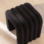 Mui - Lot De 2 Tabourets Rembourrés - Tissu Bouclette - Noir