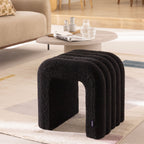 Mui - Lot De 2 Tabourets Rembourrés - Tissu Bouclette - Noir