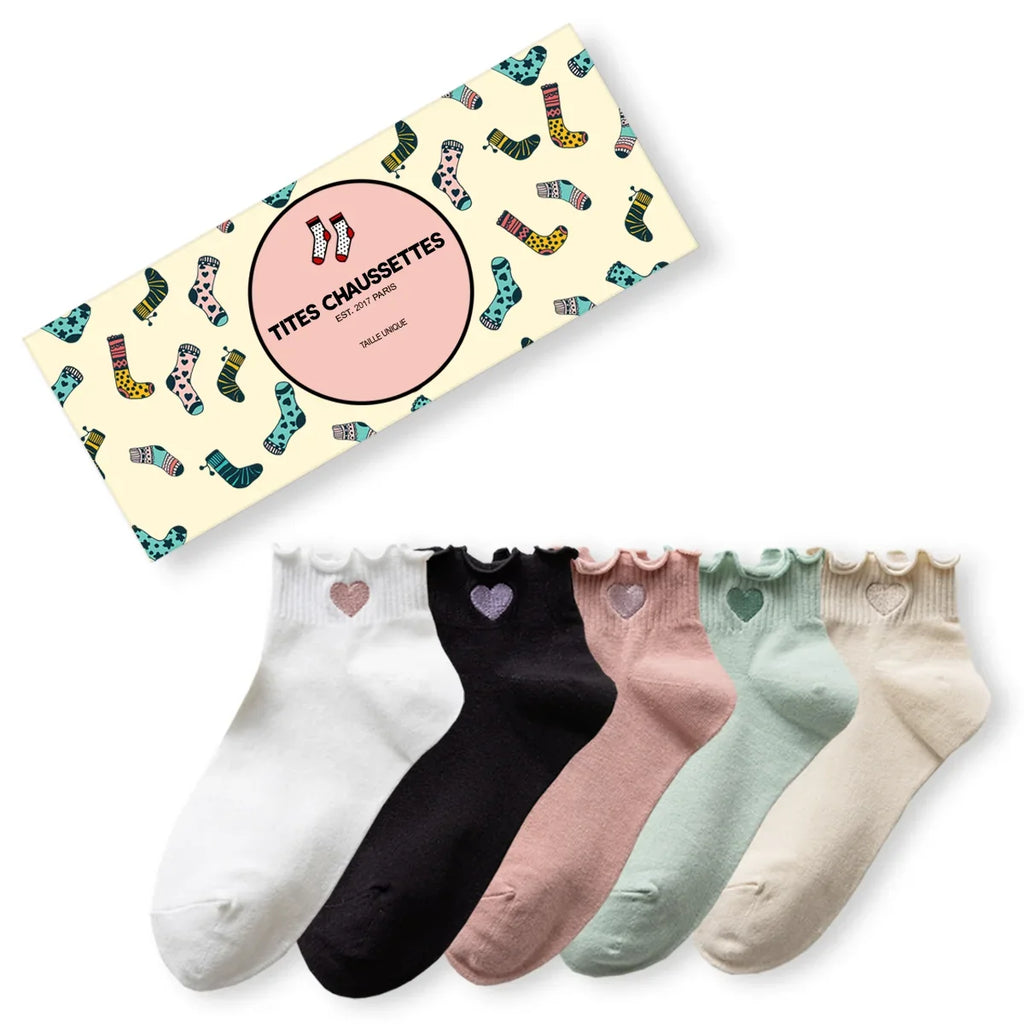 Lot De 5 Chaussettes Mi-Haute Coeur Tendre & Volant