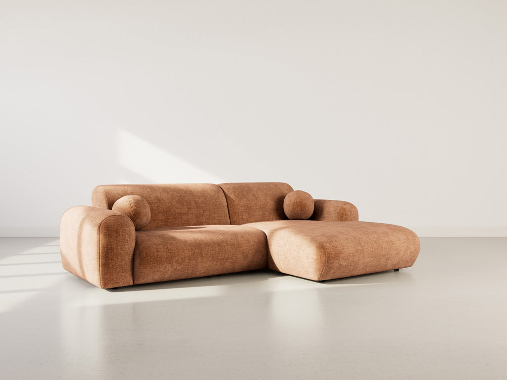 Louise - 4-Seater Corner Sofa - Textured Velvet - Terracotta