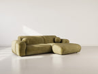 Louise - 4-Seater Corner Sofa - Textured Velvet - Khaki Green