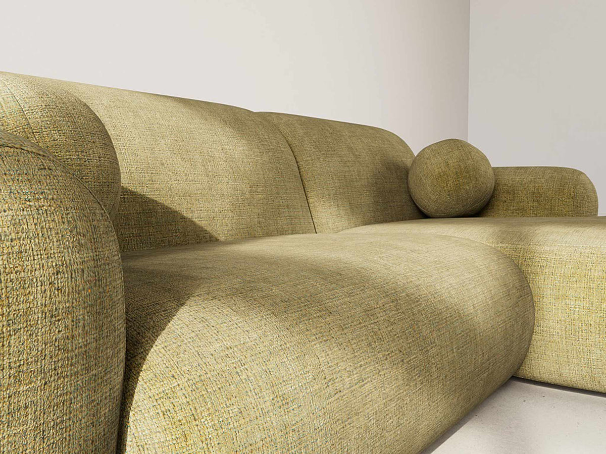 Louise - 4-Seater Corner Sofa - Textured Velvet - Khaki Green