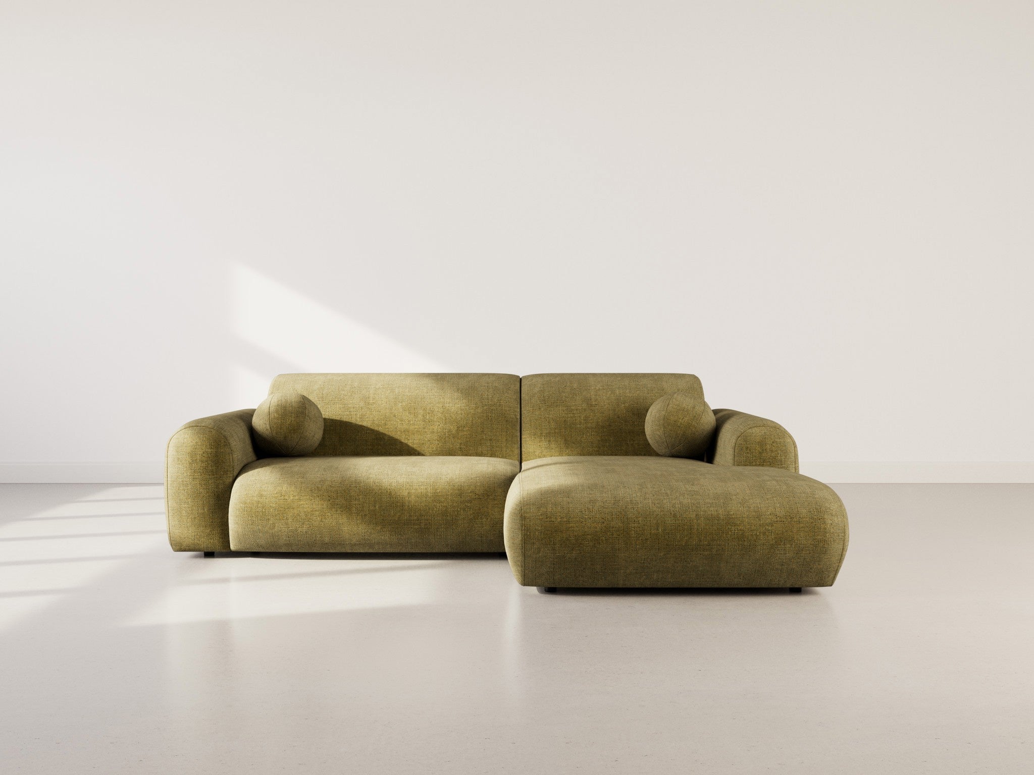 Louise - 4-Seater Corner Sofa - Textured Velvet - Khaki Green
