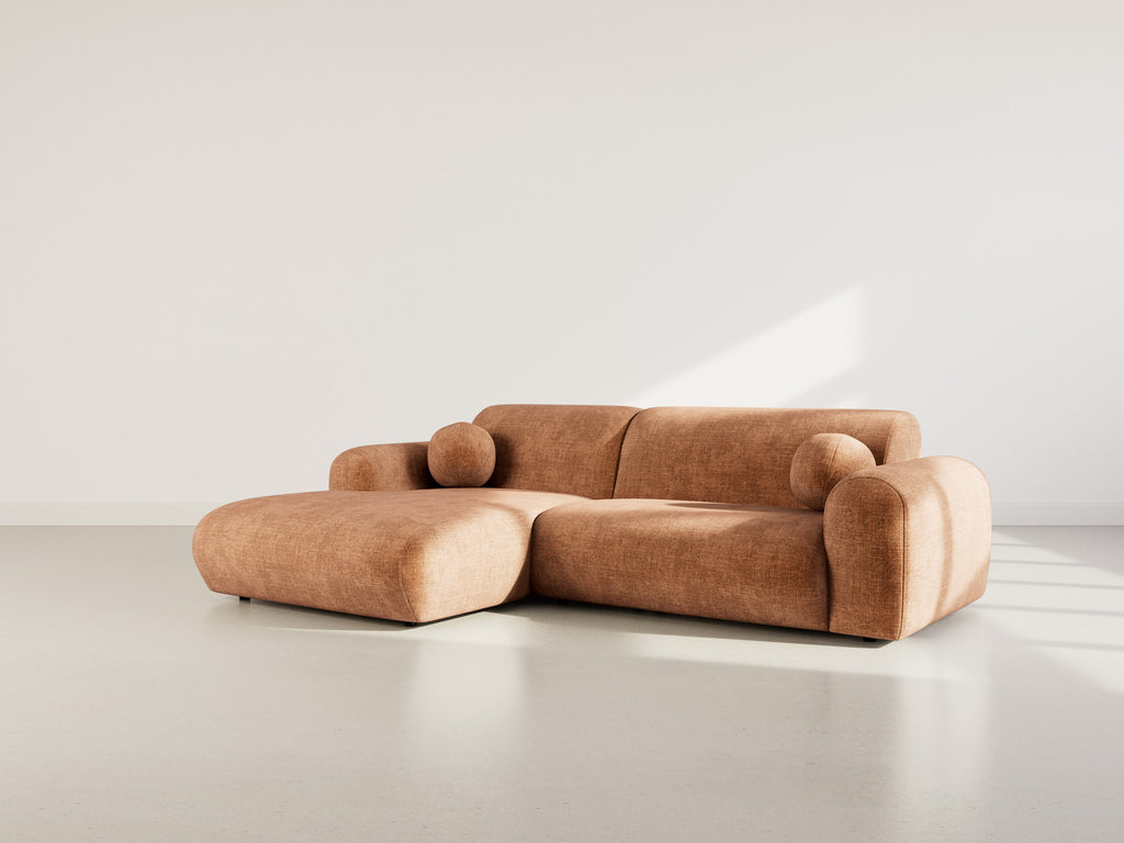 Louise - 4-Seater Corner Sofa - Textured Velvet - Terracotta