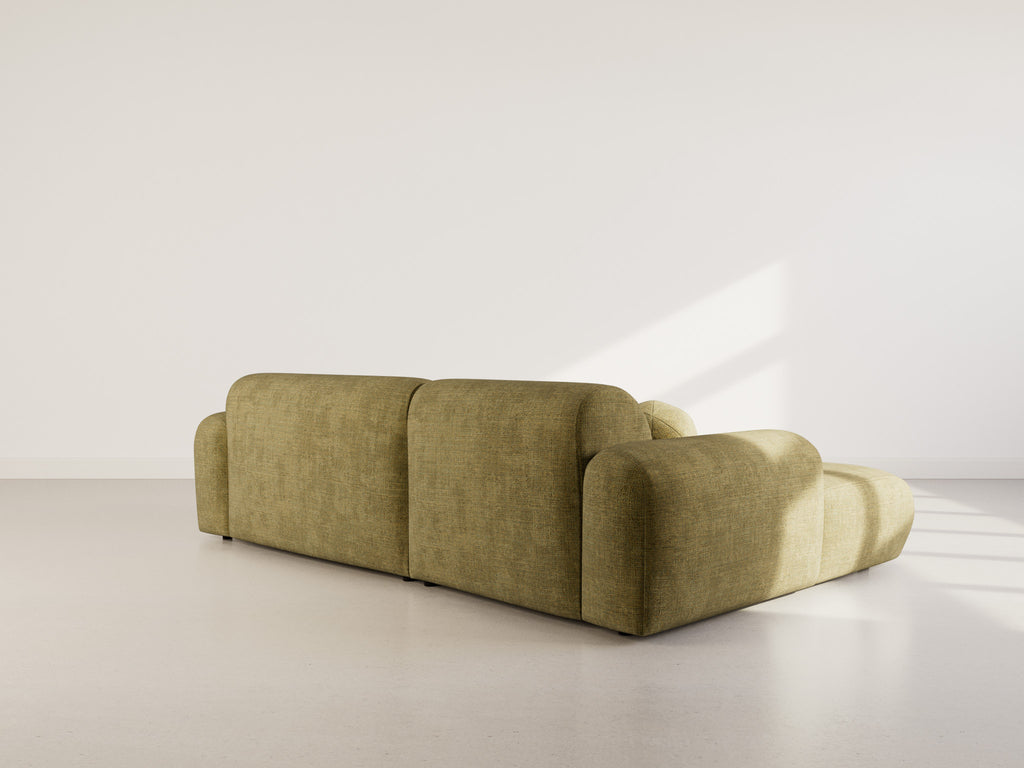 Louise - 4-Seater Corner Sofa - Textured Velvet - Khaki Green