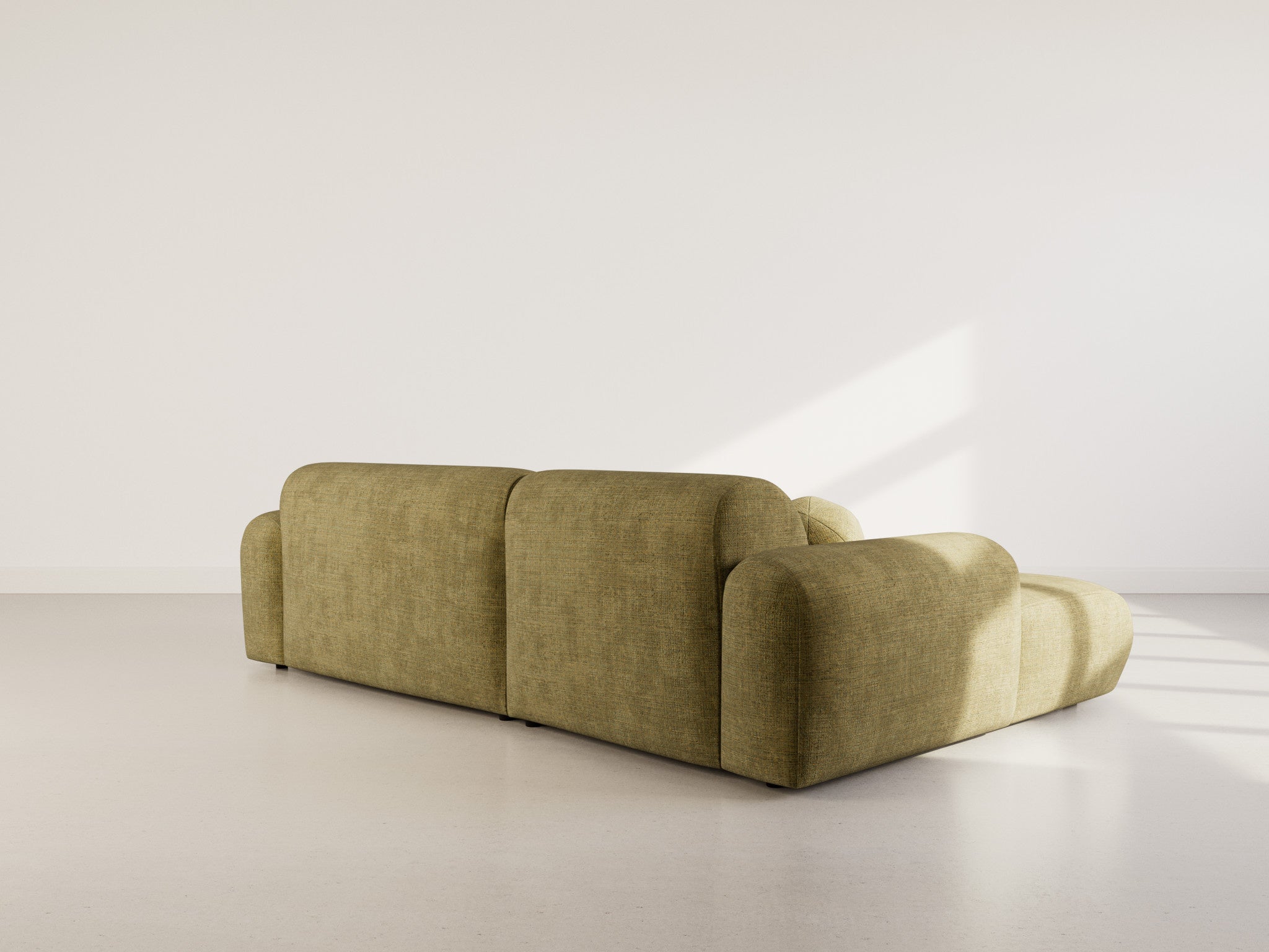 Louise - 4-Seater Corner Sofa - Textured Velvet - Khaki Green
