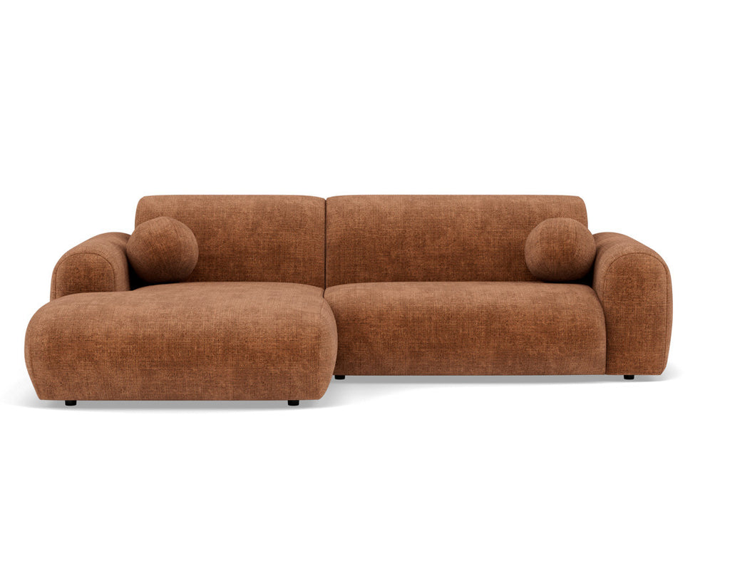 Louise - 4-Seater Corner Sofa - Textured Velvet - Terracotta