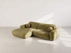 Louise - 4-Seater Corner Sofa - Textured Velvet - Khaki Green