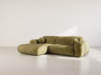 Louise - 4-Seater Corner Sofa - Textured Velvet - Khaki Green