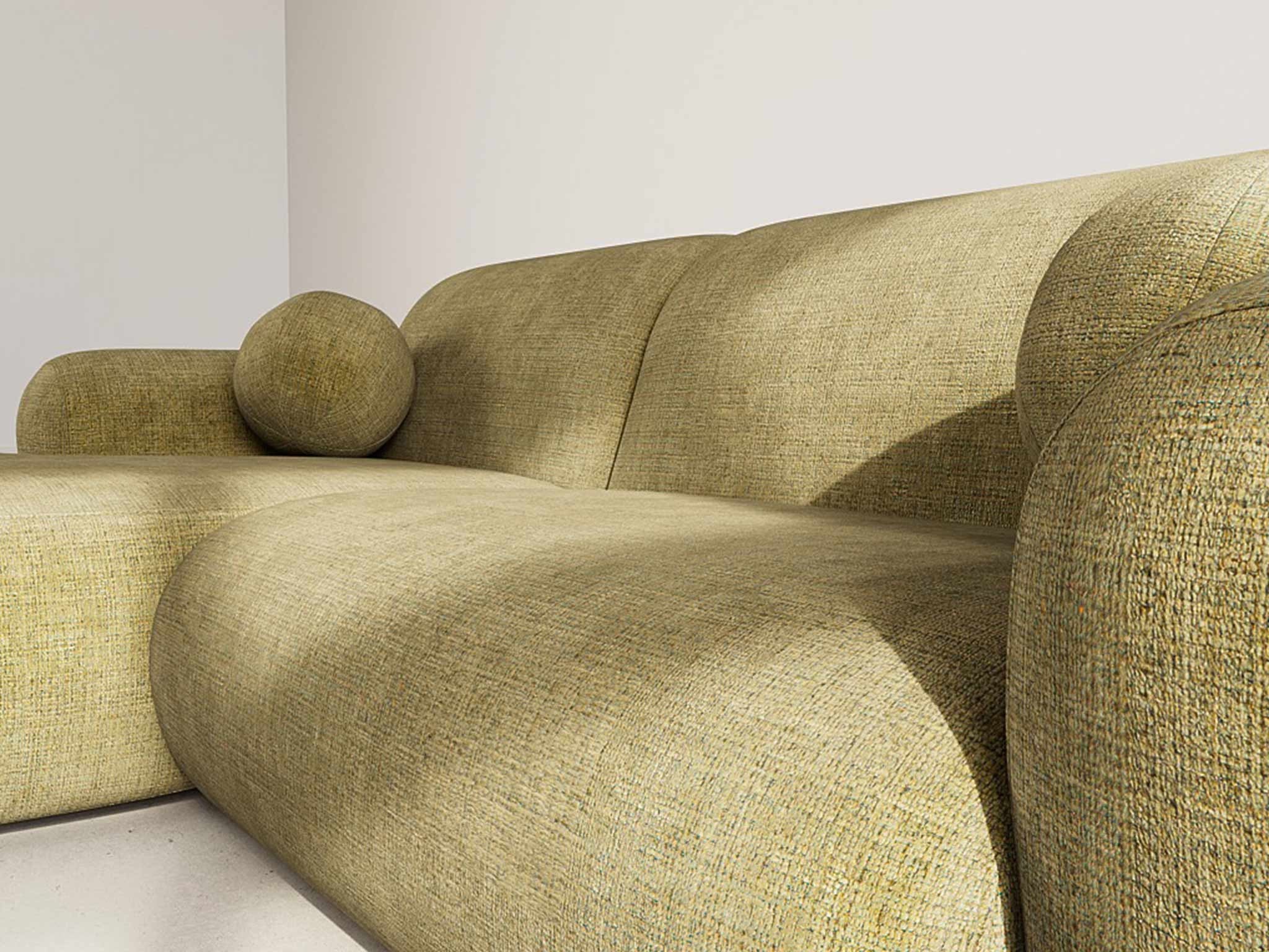 Louise - 4-Seater Corner Sofa - Textured Velvet - Khaki Green