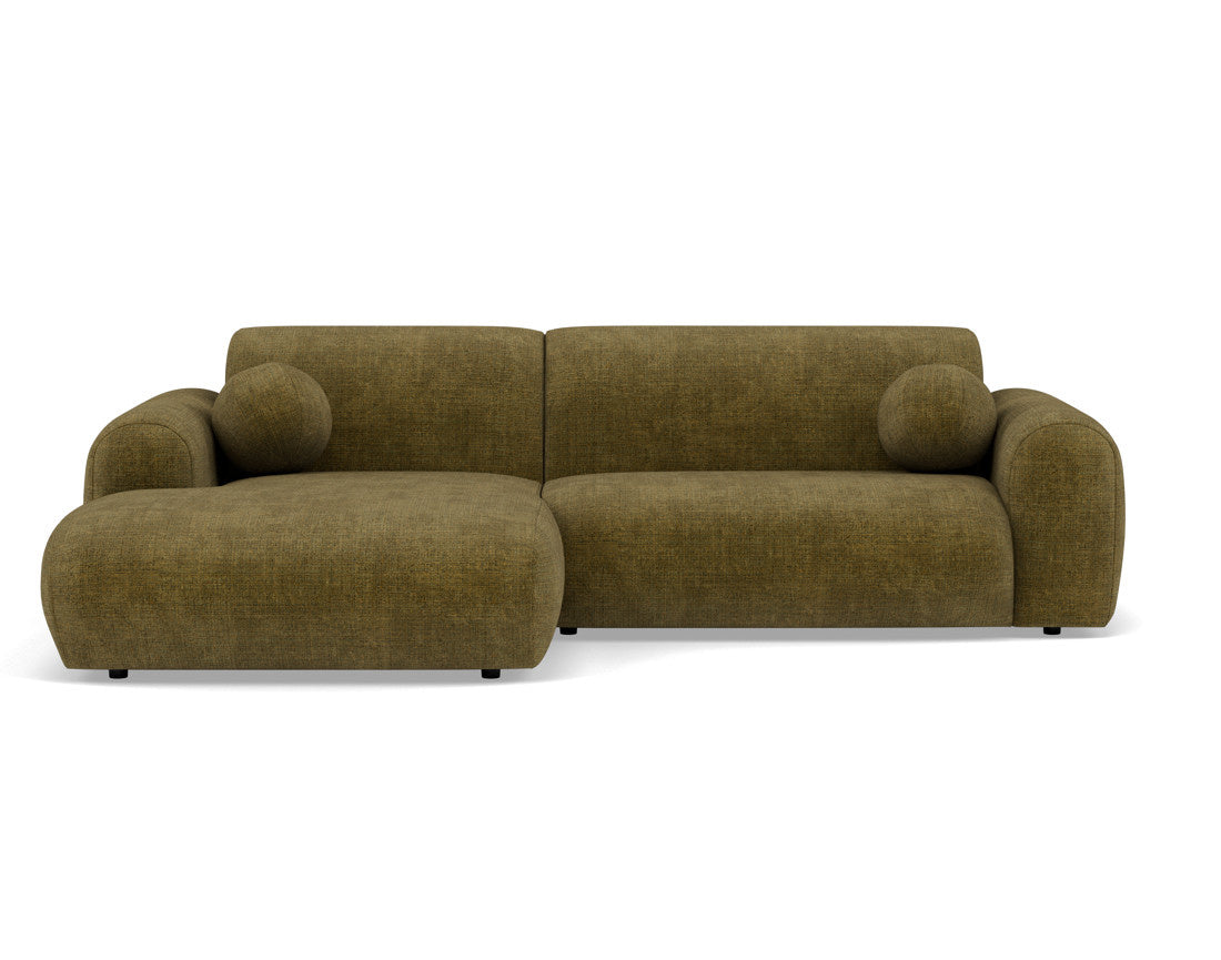 Louise - 4-Seater Corner Sofa - Textured Velvet - Khaki Green