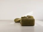 Louise - 4-Seater Corner Sofa - Textured Velvet - Khaki Green