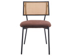 Luciano - Set of 2 Cane Chairs - Bouclé Fabric - Brown
