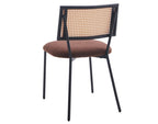 Luciano - Set of 2 Cane Chairs - Bouclé Fabric - Brown