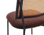 Luciano - Set of 2 Cane Chairs - Bouclé Fabric - Brown