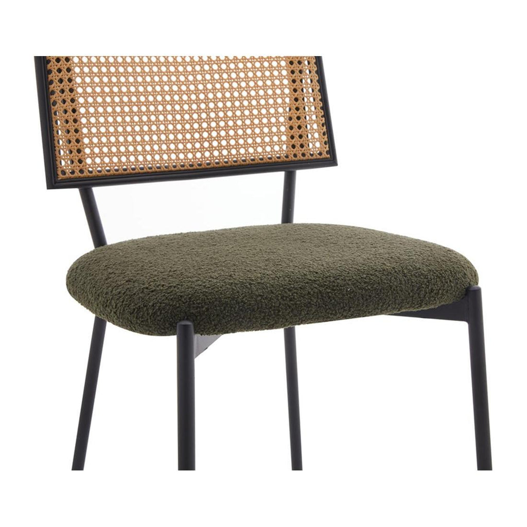 Luciano - Set of 2 Chairs - Bouclé Fabric - Khaki Green