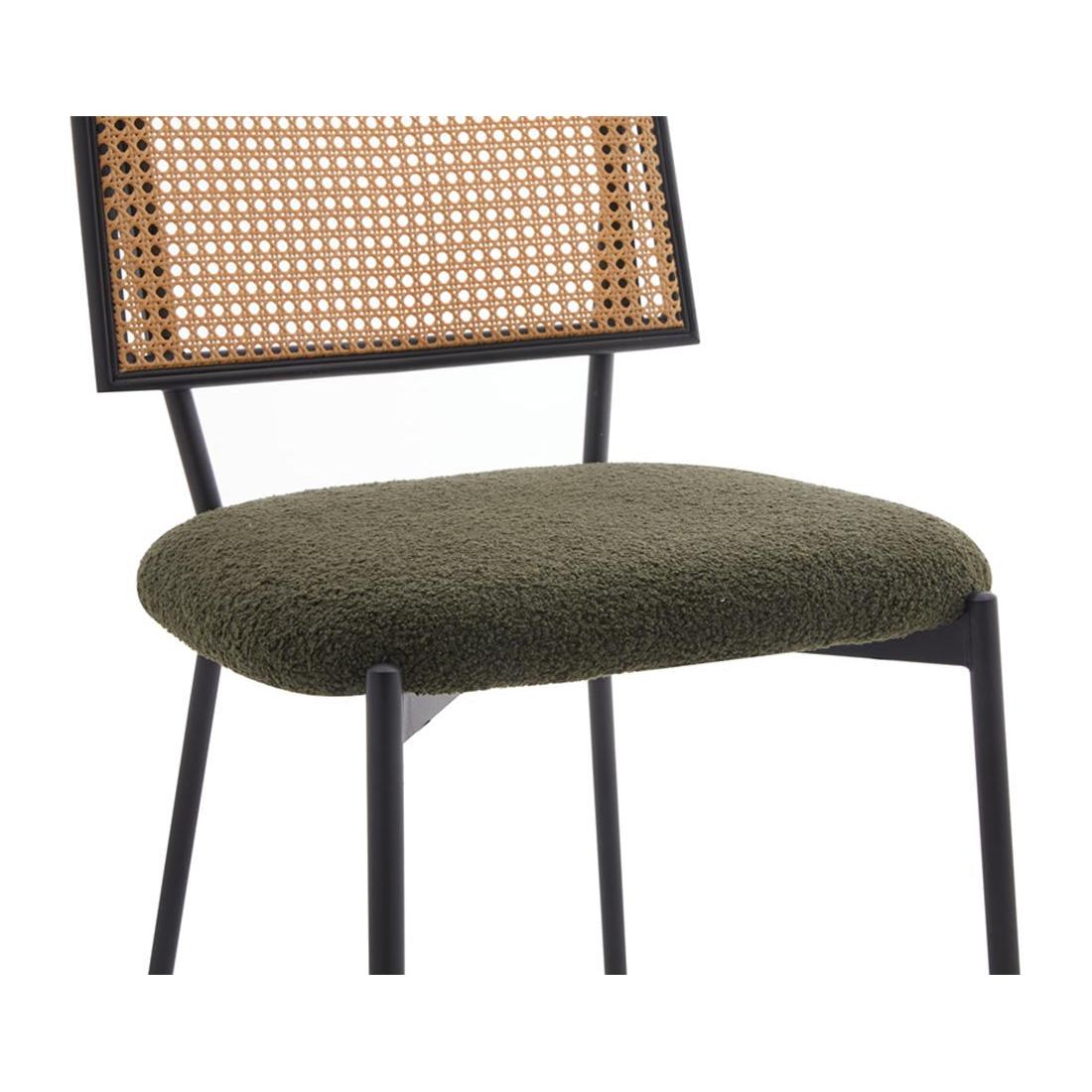 Luciano - Set of 2 Chairs - Bouclé Fabric - Khaki Green