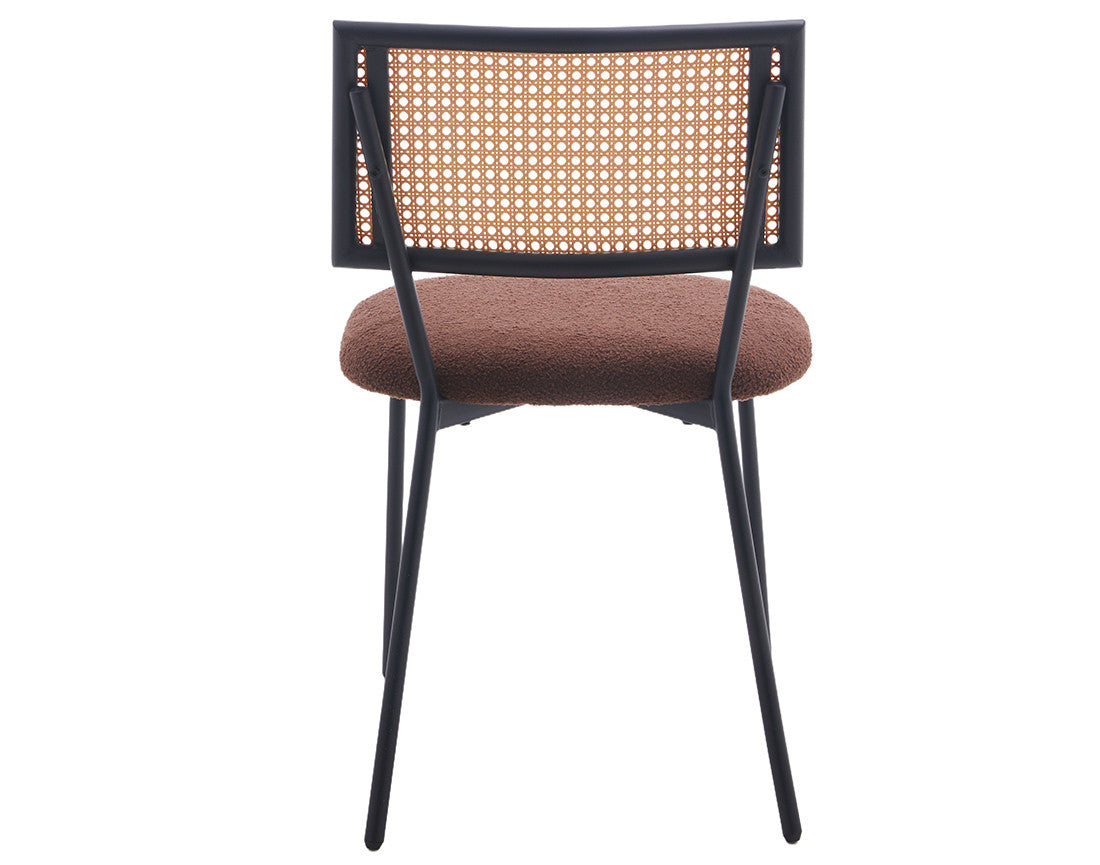 Luciano - Set of 2 Cane Chairs - Bouclé Fabric - Brown