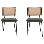 Luciano - Set of 2 Chairs - Bouclé Fabric - Khaki Green