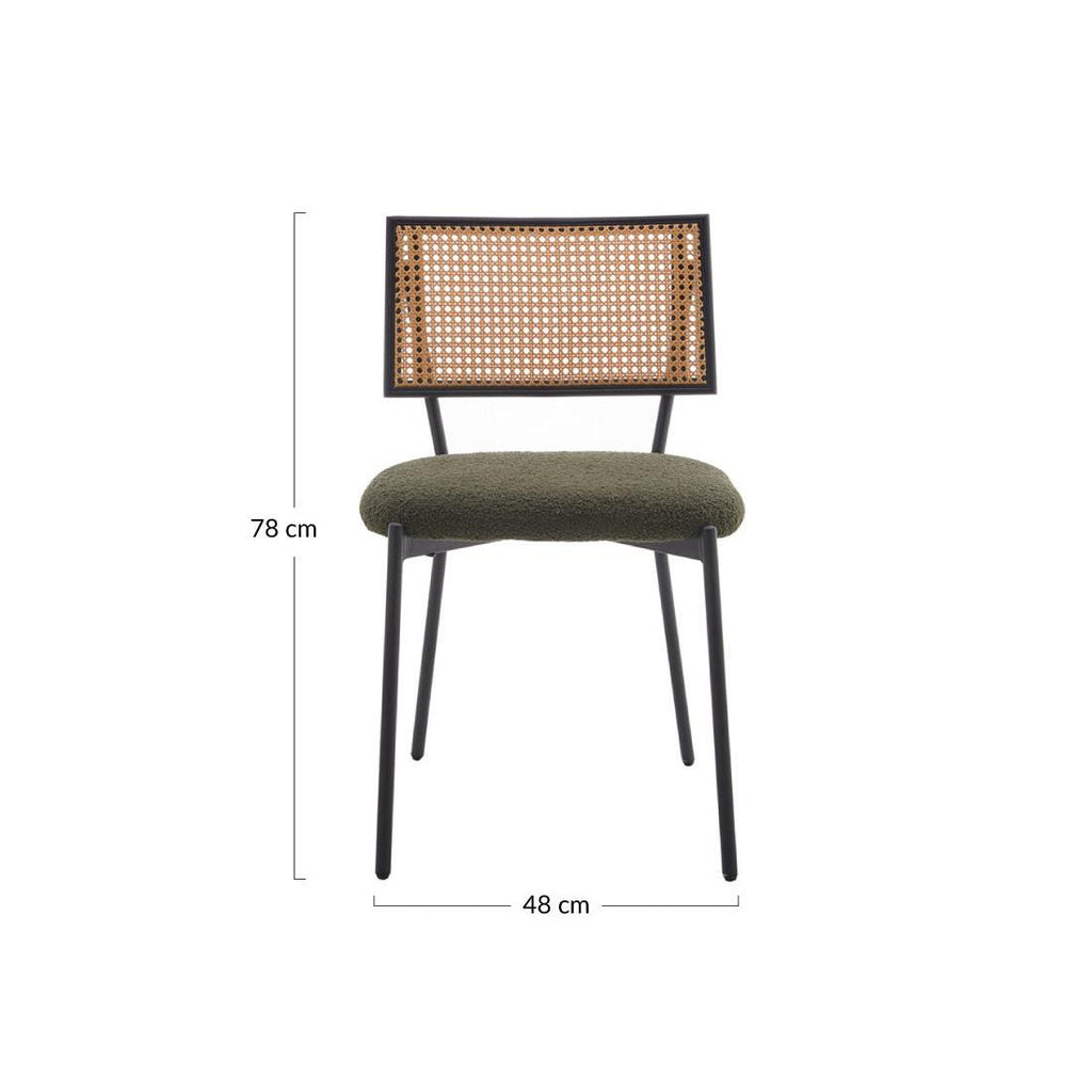 Luciano - Set of 2 Chairs - Bouclé Fabric - Khaki Green