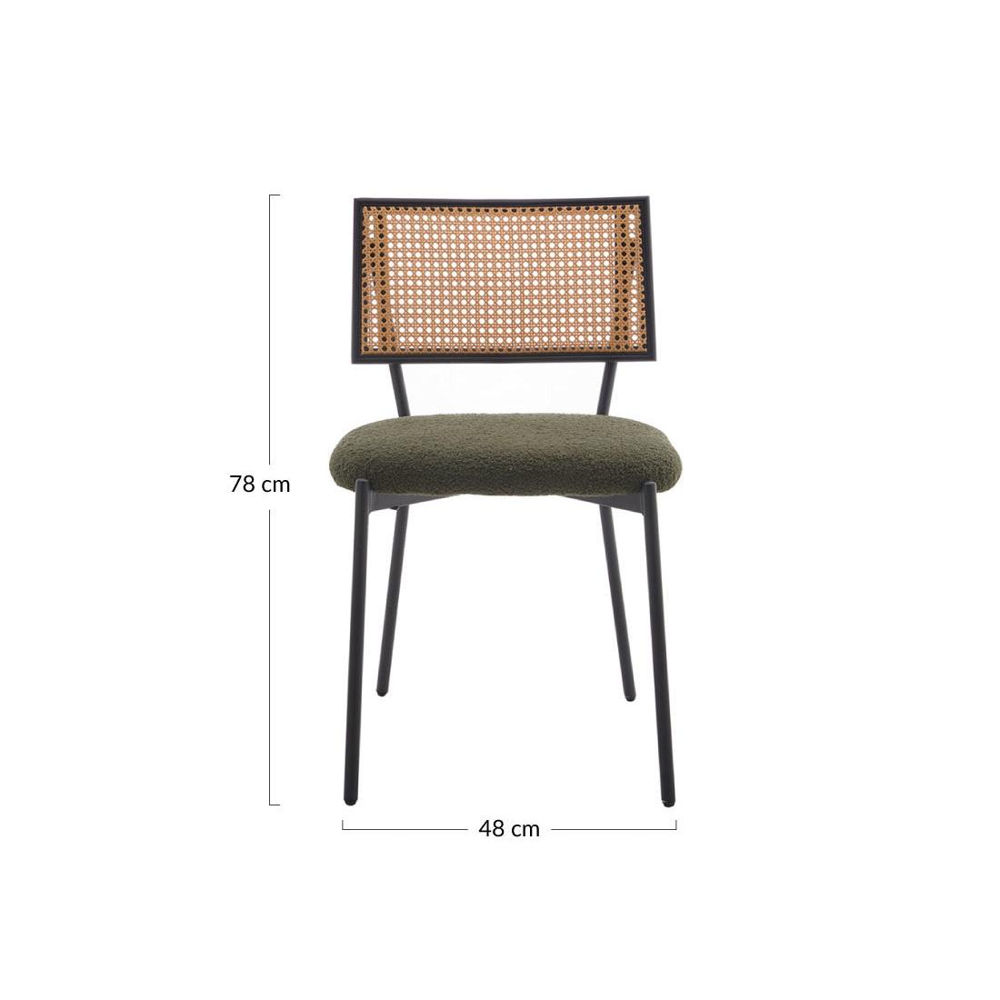 Luciano - Set of 2 Chairs - Bouclé Fabric - Khaki Green