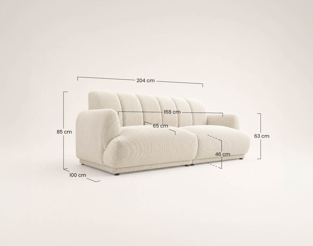 Luigi - 3-Seater Straight Sofa - Corduroy - Terracotta