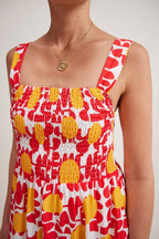 Vestido de sol rojo azul marino