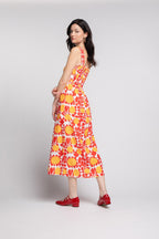 Vestido de sol rojo azul marino