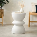 Maupiti - Table D'Appoint Ronde Blanche En Fibre D'Argile Effet Béton