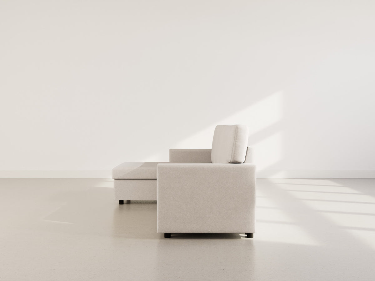 Meiya - Canapé D'Angle Convertible Avec Coffre - Tissu - Beige