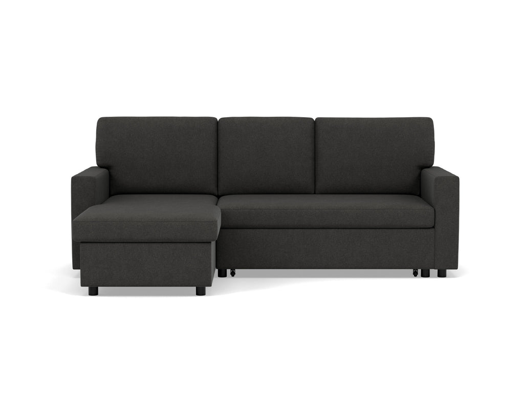 Meiya - Sofá Rinconero Convertible Con Arcón - Tela - Gris Oscuro