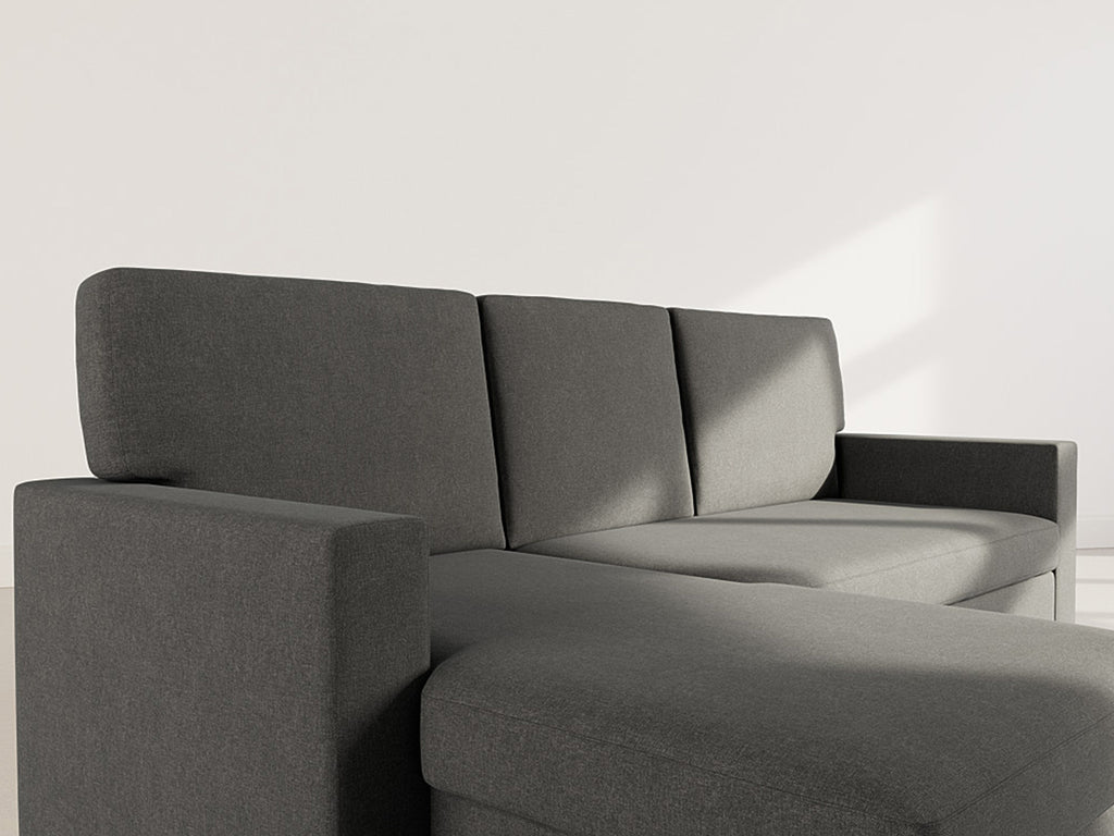Meiya - Sofá Rinconero Convertible Con Arcón - Tela - Gris Oscuro