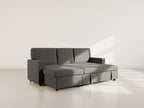 Meiya - Sofá Rinconero Convertible Con Arcón - Tela - Gris Oscuro