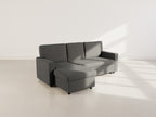Meiya - Sofá Rinconero Convertible Con Arcón - Tela - Gris Oscuro