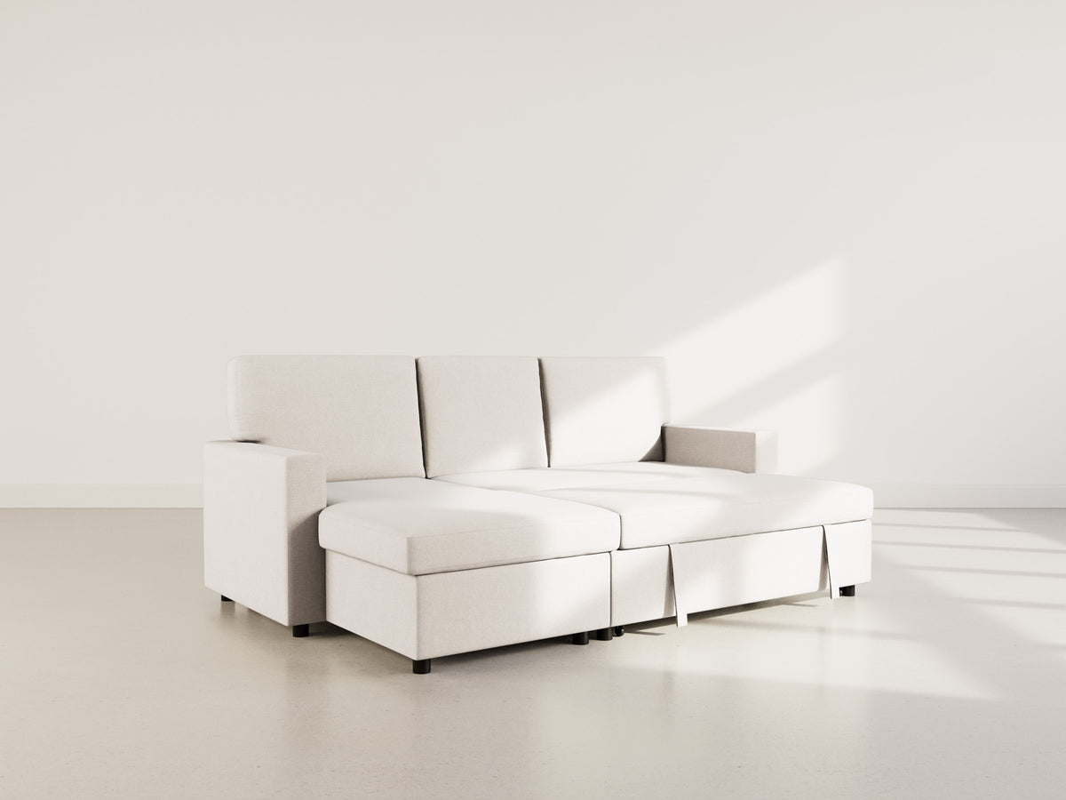 Meiya - Canapé D'Angle Convertible Avec Coffre - Tissu - Beige
