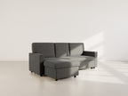 Meiya - Sofá Rinconero Convertible Con Arcón - Tela - Gris Oscuro