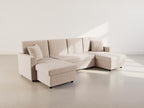 Meiya - 7-Seater U-Shaped Panoramic Convertible Sofa with Storage - Corduroy - Beige