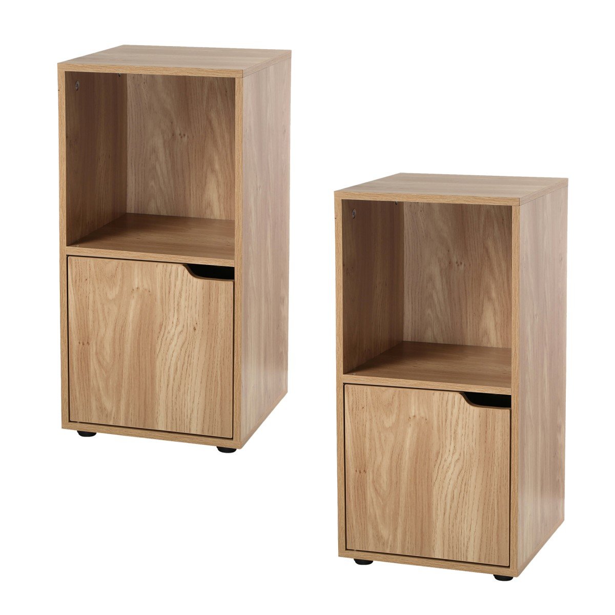 Mesitas De Noche 2 Cajas Decoración Madera 1 Puerta - Juego De 2