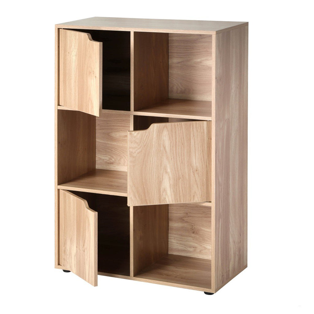 6-Compartment Cabinet with Three Doors - Modu - Wood Finish