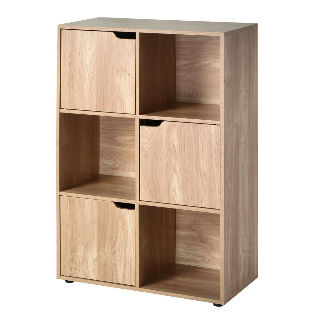 6-Compartment Cabinet with Three Doors - Modu - Wood Finish