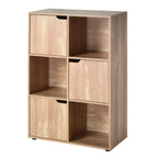6-Compartment Cabinet with Three Doors - Modu - Wood Finish