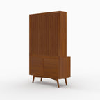 Waya - Etagère En Bois De Teck, 3 Niveaux, 3 Tiroirs Et 1 Porte