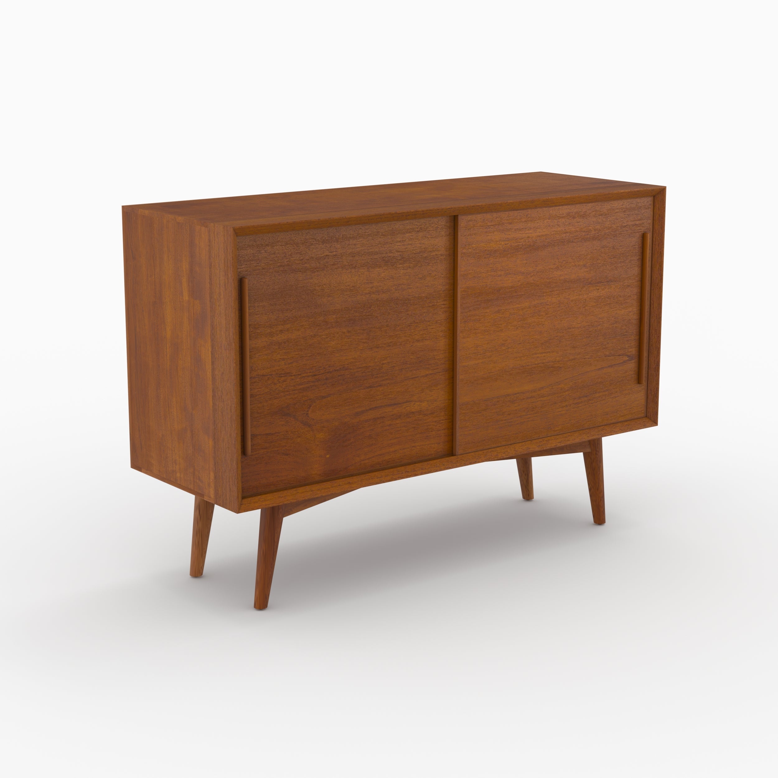 Waya - Petit Buffet En Bois De Teck, 2 Portes Coulissantes