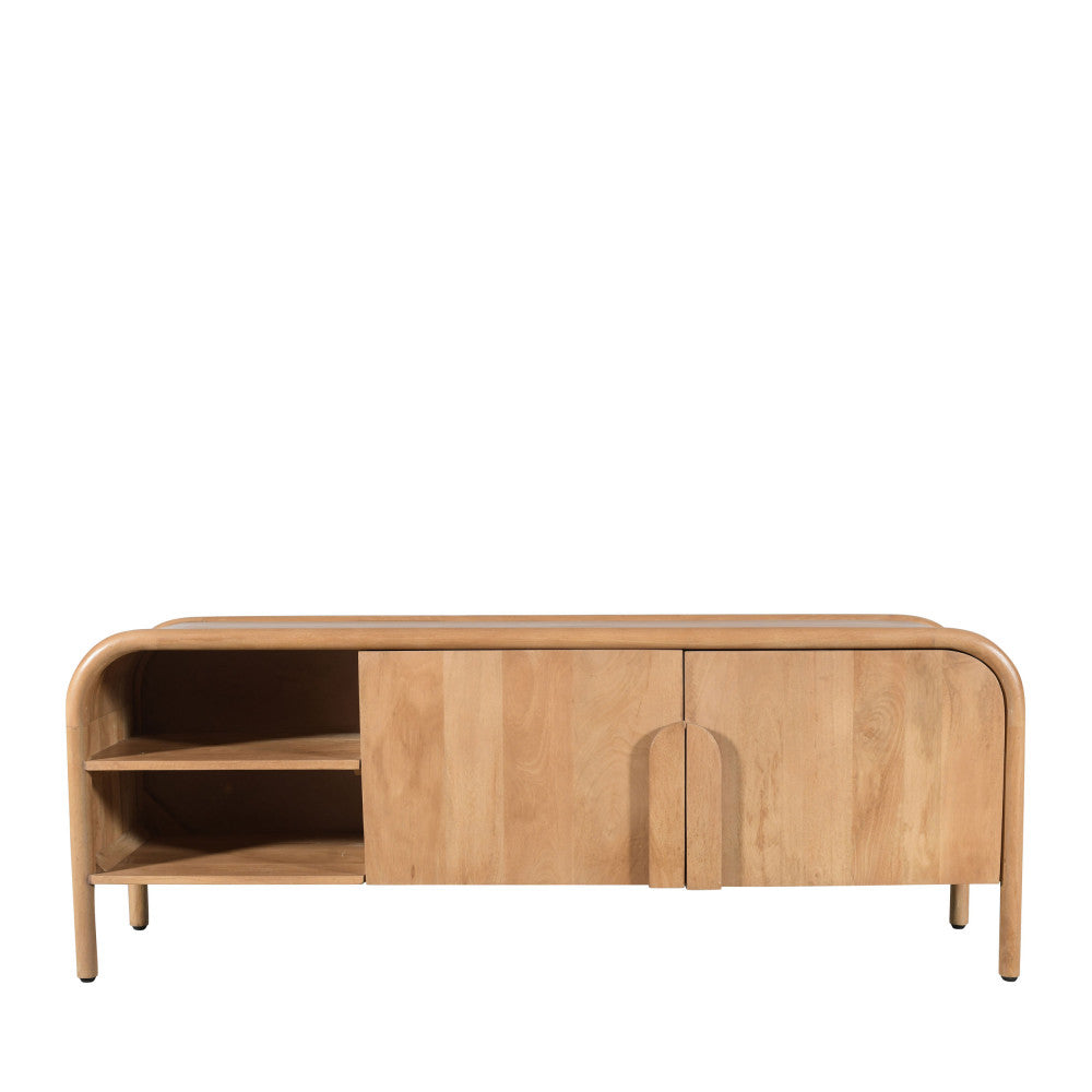 Bali - Mueble de TV de 2 puertas - Madera maciza - Madera clara