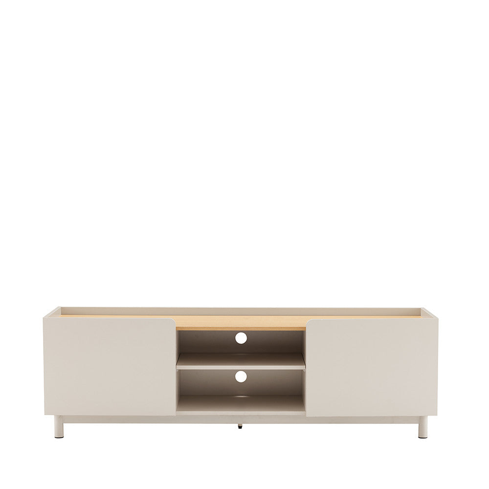 Stanley - Mueble de TV de 2 puertas y metal - Madera - Beige