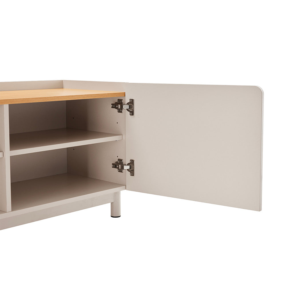 Stanley - Mueble de TV de 2 puertas y metal - Madera - Beige