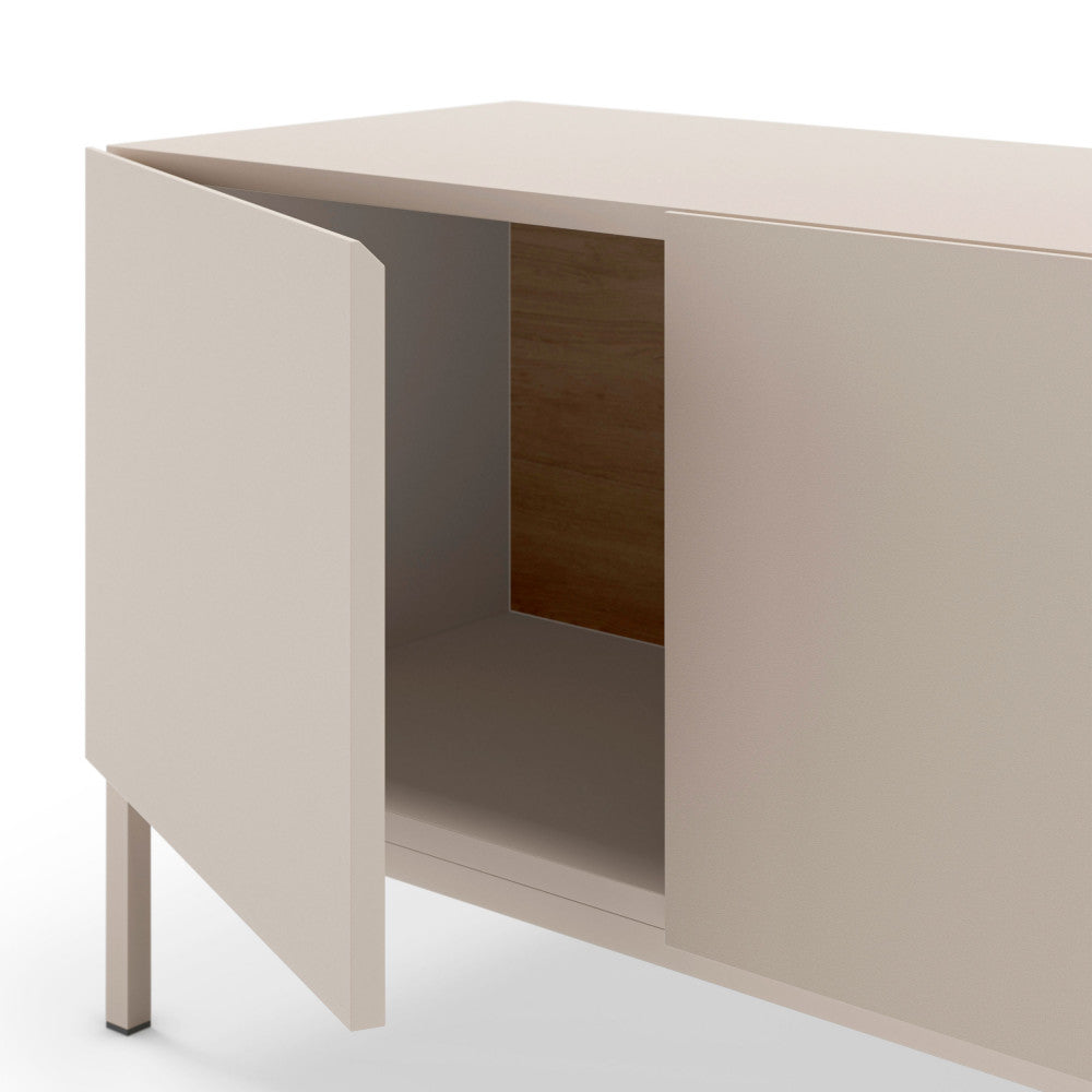 Quenor - Meuble TV 3 Portes 1 Tiroir Et Métal - Bois - Beige
