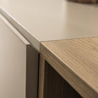 Quenor - Meuble TV 3 Portes 1 Tiroir Et Métal - Bois - Beige