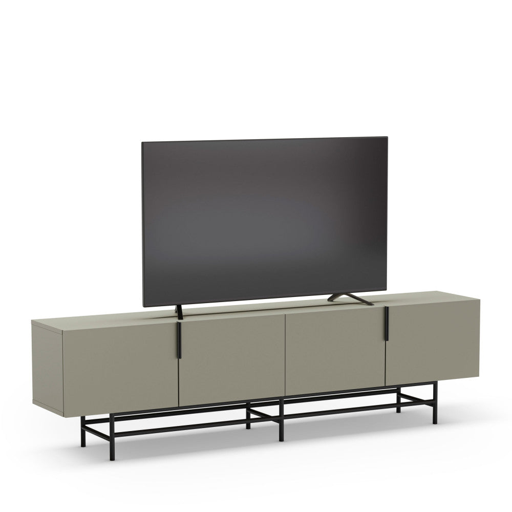 Vintara - Mueble de TV de 4 puertas - Madera y metal - Verde almendra
