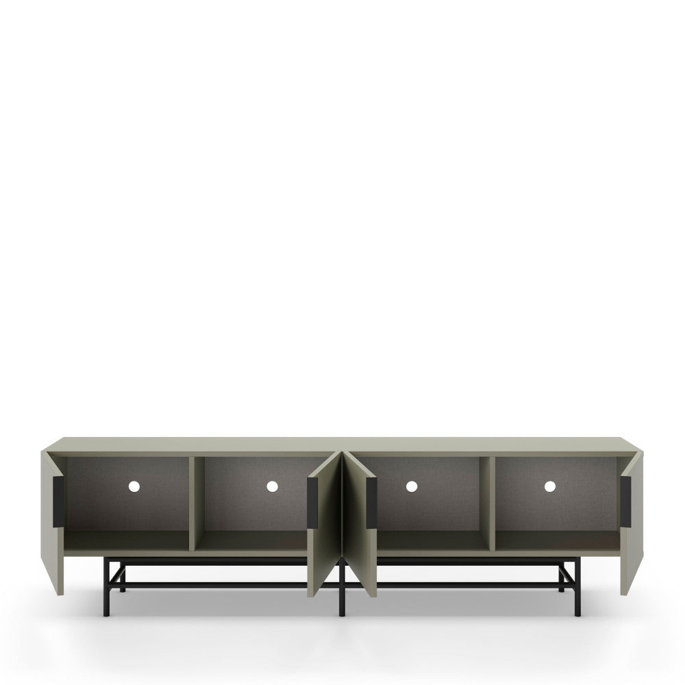 Vintara - Mueble de TV de 4 puertas - Madera y metal - Verde almendra